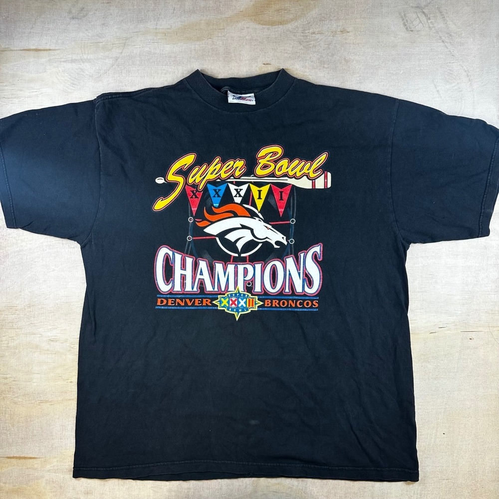 Vintage Logo Athletic Denver Broncos Super Bowl XXXII Champions T-Shirt Black L